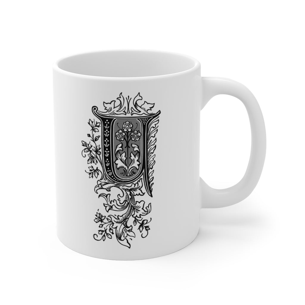 Monogram Initial Letter U Ceramic Coffee Mug 11oz