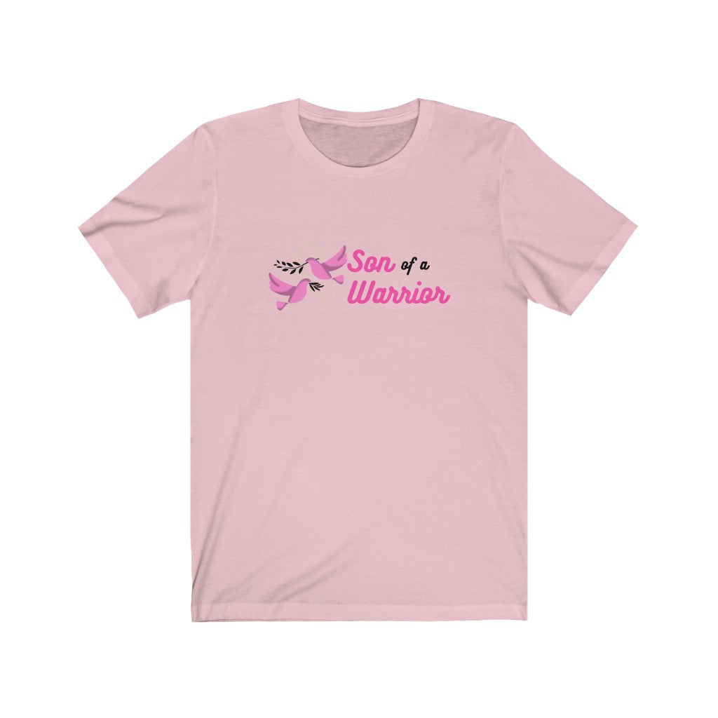 Son of a Warrior Breast Cancer Awareness Unisex Jersey Short Sleeve Tee