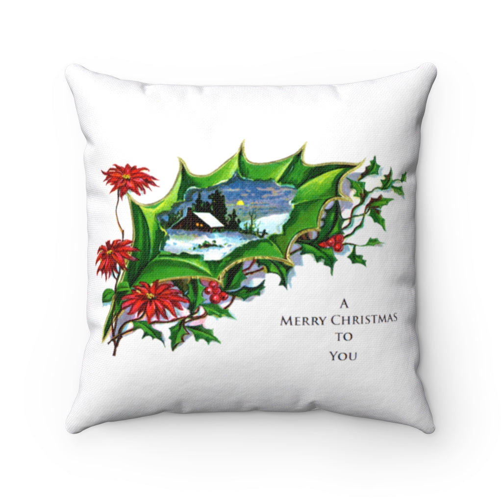 A Merry Christmas To You Vintage Christmas Decor Spun Polyester Square Throw Pillow